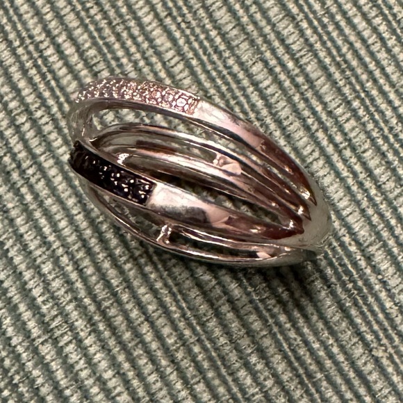 Sterling Silver and Diamond Black and White Right Hand Ring - Picture 3 of 11